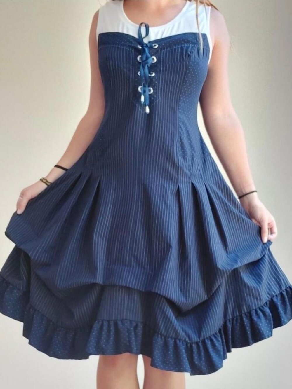 Peasant/Sailor Knee-Length Dress